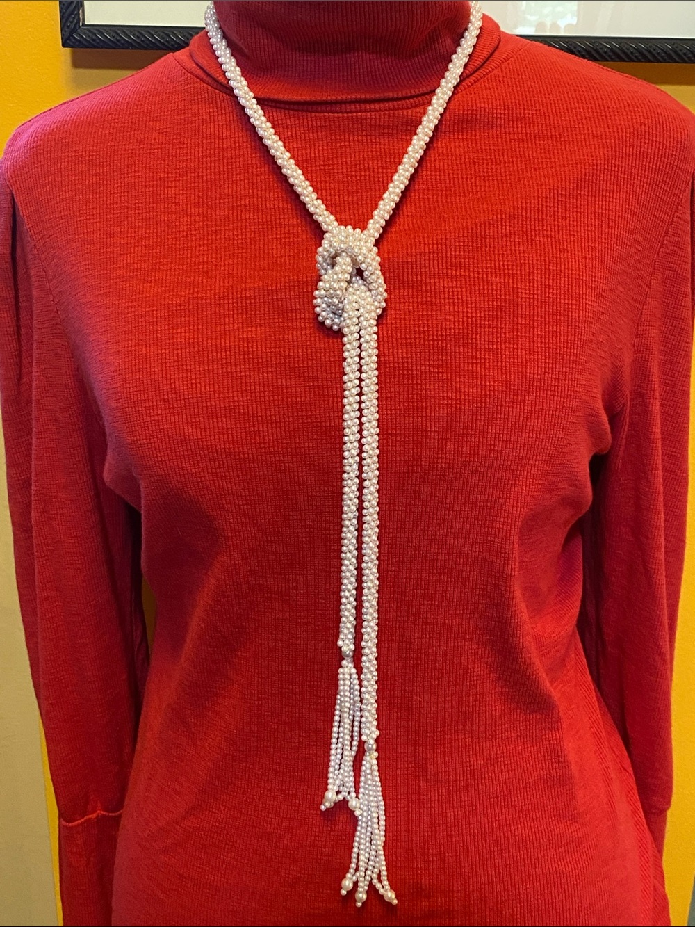 Vintage Faux Seed Pearl Lariat Necklace